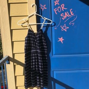 Navy blue cute striped cotton summer dress